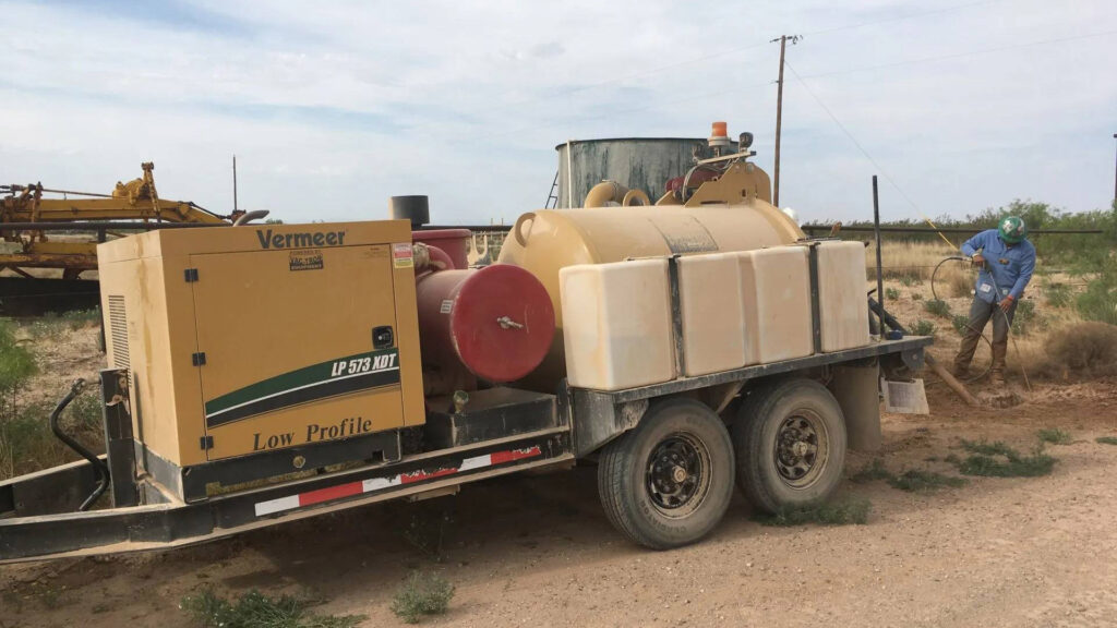 hydrovac excavation truck in progress